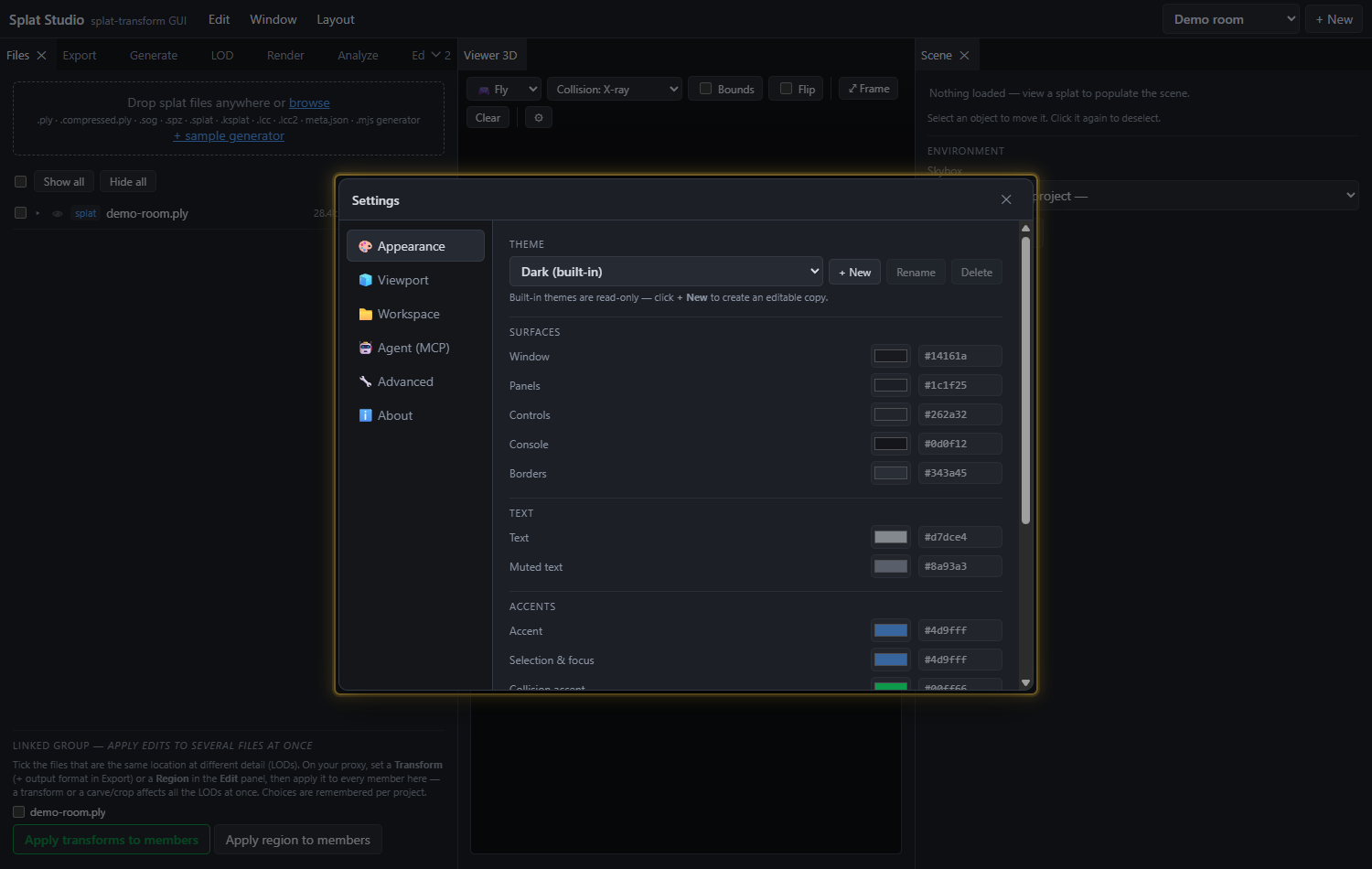 Settings dialog